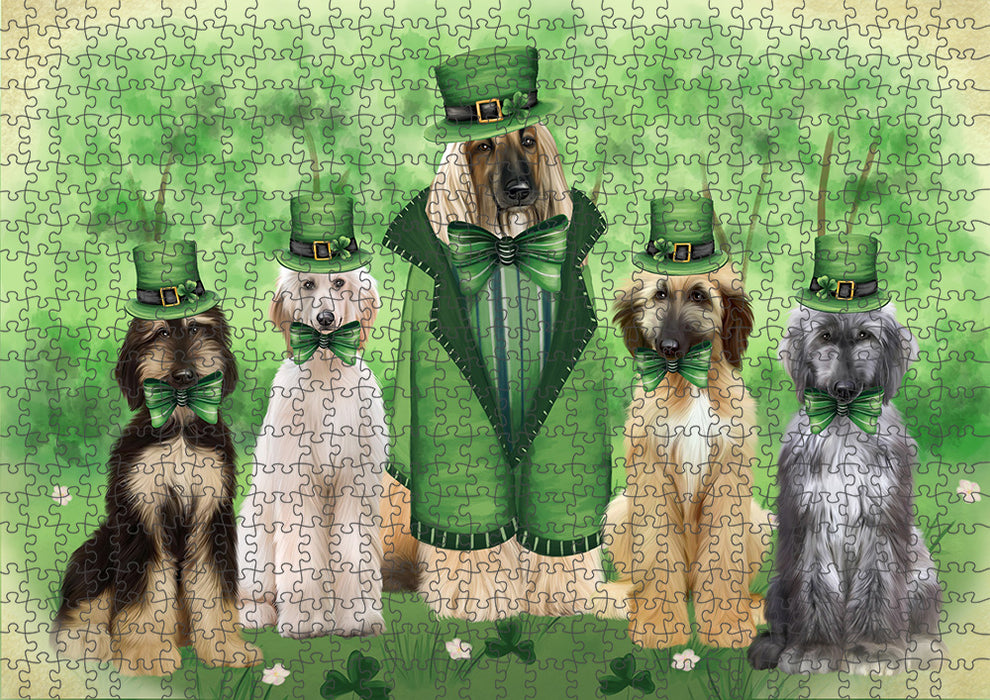 St. Patricks Day Irish Portrait Afghan Hound Dogs Portrait Jigsaw Puzzle for Adults Animal Interlocking Puzzle Game Unique Gift for Dog Lover's with Metal Tin Box PZL002