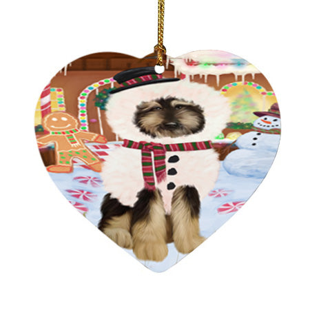 Christmas Gingerbread House Candyfest Afghan Hound Dog Heart Christmas Ornament HPOR56474