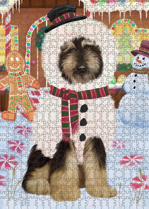 Christmas Gingerbread House Candyfest Afghan Hound Dog Puzzle with Photo Tin PUZL92672