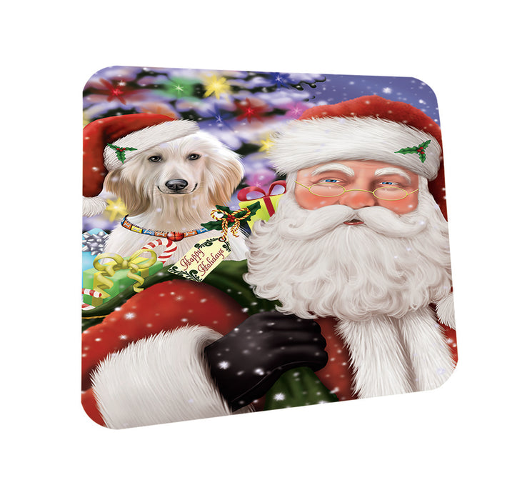 Santa Carrying Afghan Hound Dog and Christmas Presents Coasters Set of 4 CST53619