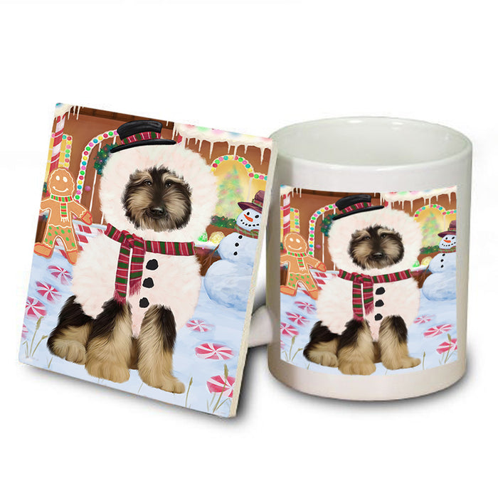 Christmas Gingerbread House Candyfest Afghan Hound Dog Mug and Coaster Set MUC56110