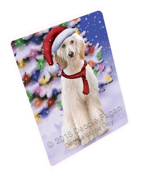 Winterland Wonderland Afghan Hound Dog In Christmas Holiday Scenic Background Cutting Board C65598