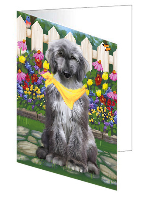 Spring Floral Afghan Hound Dog Handmade Artwork Assorted Pets Greeting Cards and Note Cards with Envelopes for All Occasions and Holiday Seasons GCD60686
