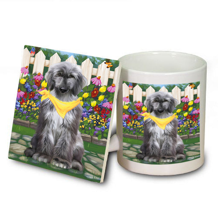 Spring Floral Afghan Hound Dog Mug and Coaster Set MUC52159