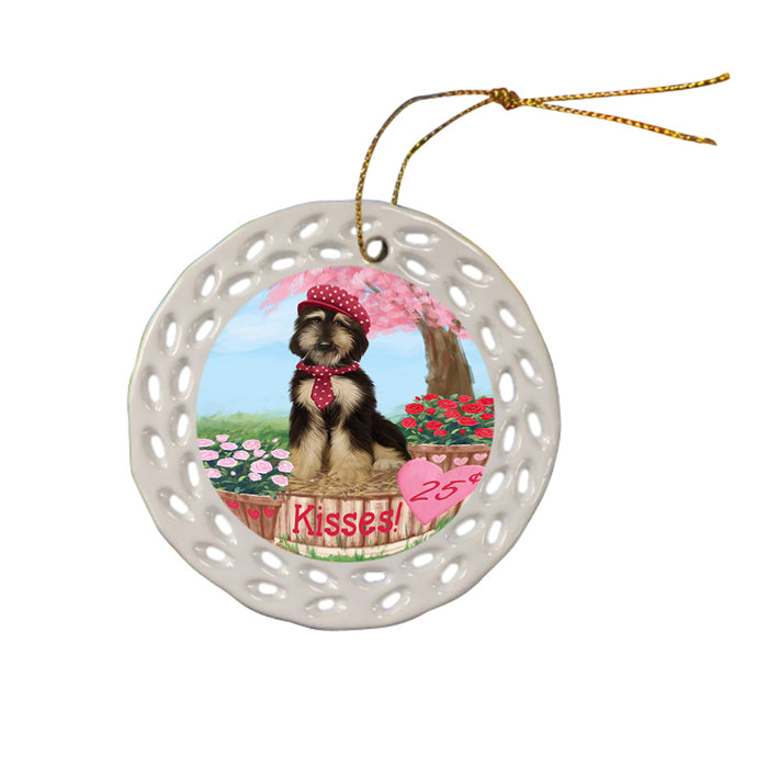 Rosie 25 Cent Kisses Afghan Hound Dog Ceramic Doily Ornament DPOR56108