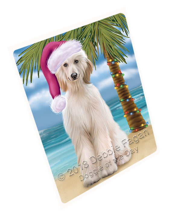 Summertime Happy Holidays Christmas Afghan Hound Dog on Tropical Island Beach Large Refrigerator / Dishwasher Magnet RMAG88002