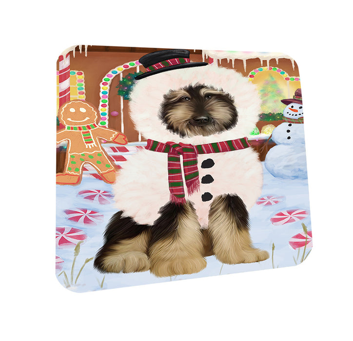 Christmas Gingerbread House Candyfest Afghan Hound Dog Coasters Set of 4 CST56076