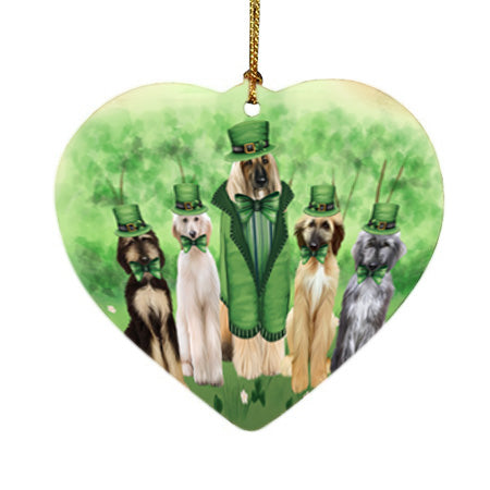St. Patricks Day Irish Portrait Afghan Hound Dogs Heart Christmas Ornament HPOR57899