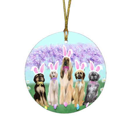 Easter Holiday Afghan Hounds Dog Round Flat Christmas Ornament RFPOR57256
