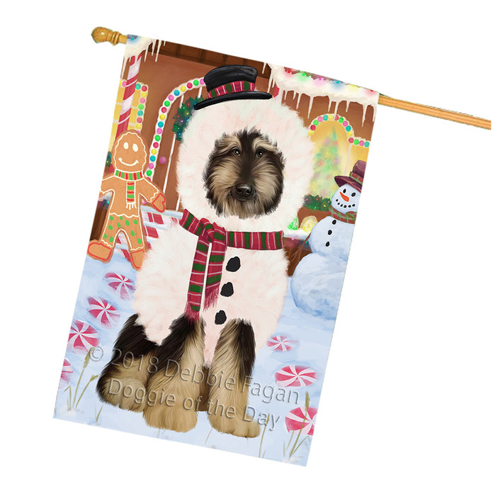 Christmas Gingerbread House Candyfest Afghan Hound Dog House Flag FLG56802