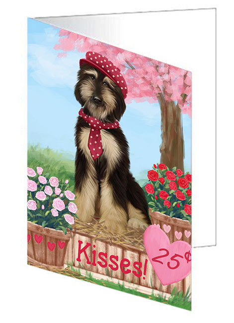 Rosie 25 Cent Kisses Afghan Hound Dog Handmade Artwork Assorted Pets Greeting Cards and Note Cards with Envelopes for All Occasions and Holiday Seasons GCD71771
