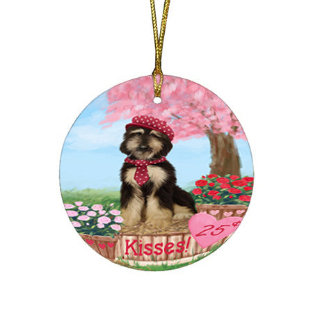Rosie 25 Cent Kisses Afghan Hound Dog Round Flat Christmas Ornament RFPOR56108