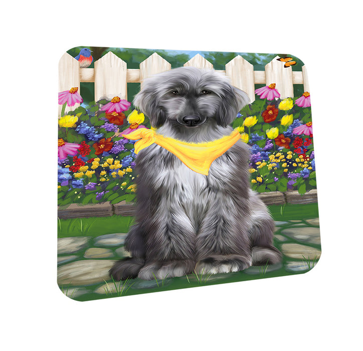 Spring Floral Afghan Hound Dog Coasters Set of 4 CST52178