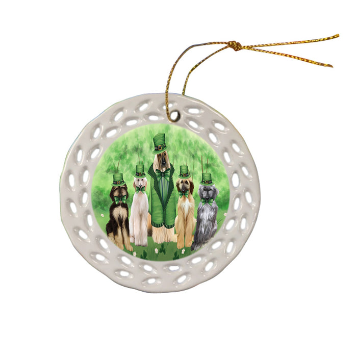 St. Patricks Day Irish Portrait Afghan Hound Dogs Ceramic Doily Ornament DPOR57899