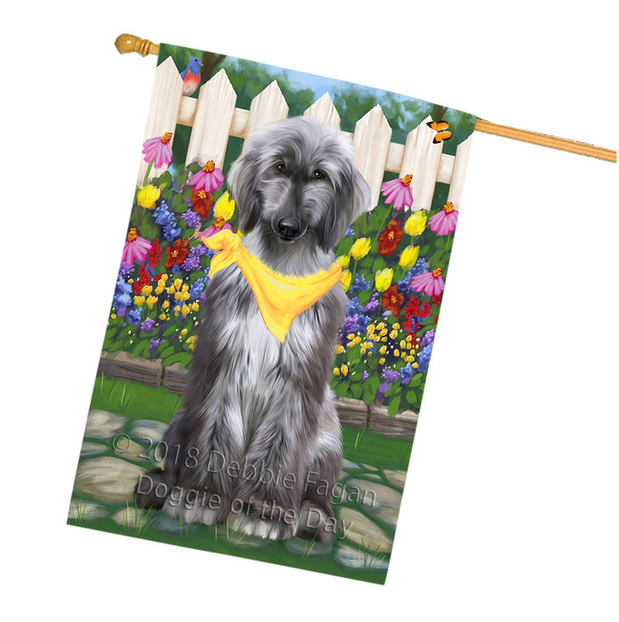 Spring Floral Afghan Hound Dog House Flag FLG52300
