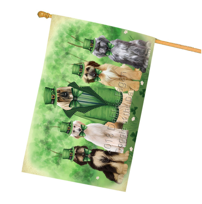 St. Patricks Day Irish Portrait Afghan Hound Dogs House Flag FLG64983