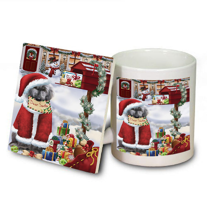 Afghan Hound Dog Dear Santa Letter Christmas Holiday Mailbox Mug and Coaster Set MUC53503