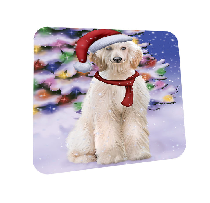 Winterland Wonderland Afghan Hound Dog In Christmas Holiday Scenic Background Coasters Set of 4 CST53676