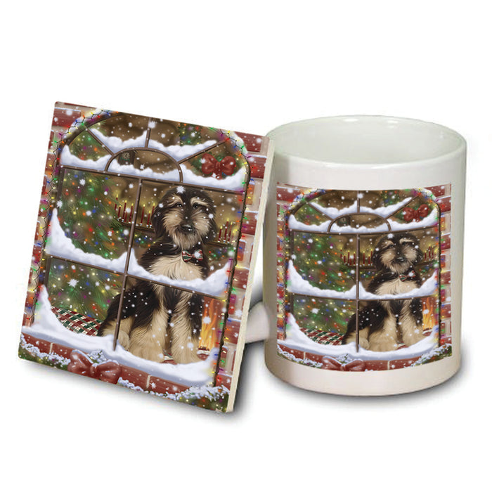 Please Come Home For Christmas Afghan Hound Dog Sitting In Window Mug and Coaster Set MUC53596
