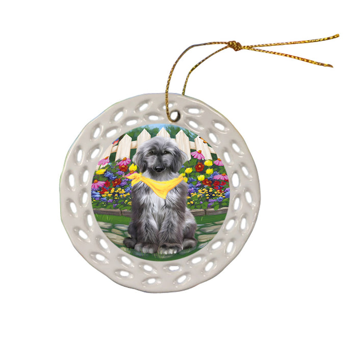 Spring Floral Afghan Hound Dog Ceramic Doily Ornament DPOR52219