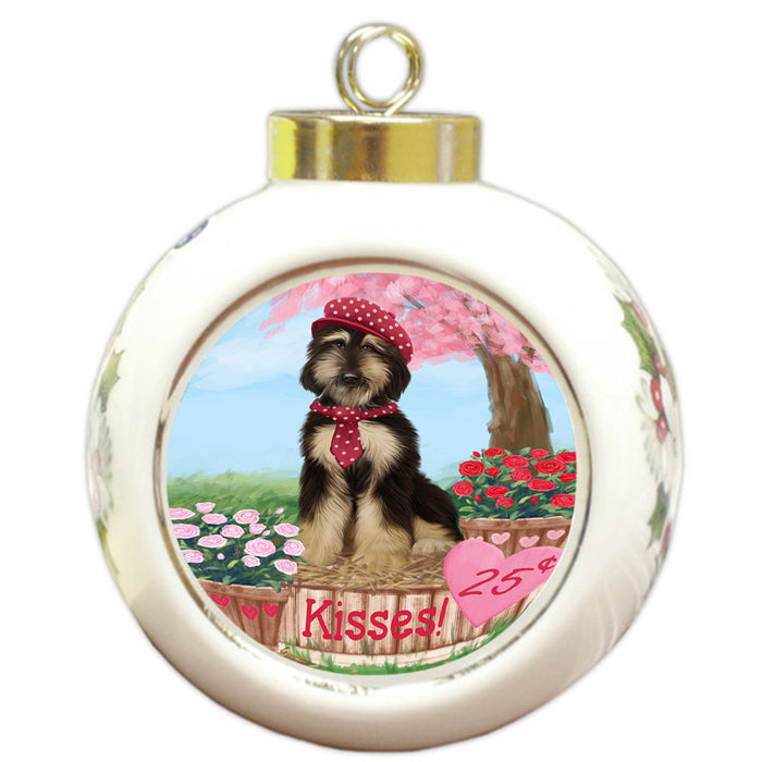 Rosie 25 Cent Kisses Afghan Hound Dog Round Ball Christmas Ornament RBPOR56108