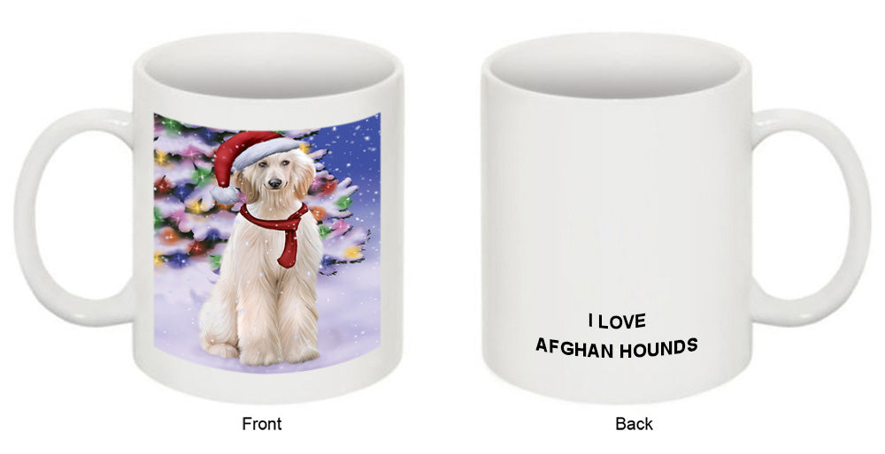 Winterland Wonderland Afghan Hound Dog In Christmas Holiday Scenic Background Coffee Mug MUG49116