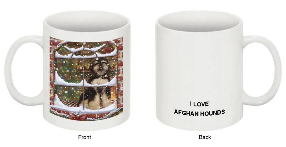 Please Come Home For Christmas Afghan Hound Dog Sitting In Window Coffee Mug MUG49002