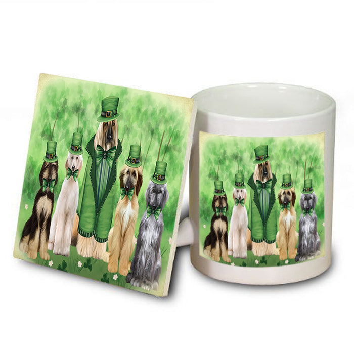 St. Patricks Day Irish Portrait Afghan Hound Dogs Mug and Coaster Set MUC56951