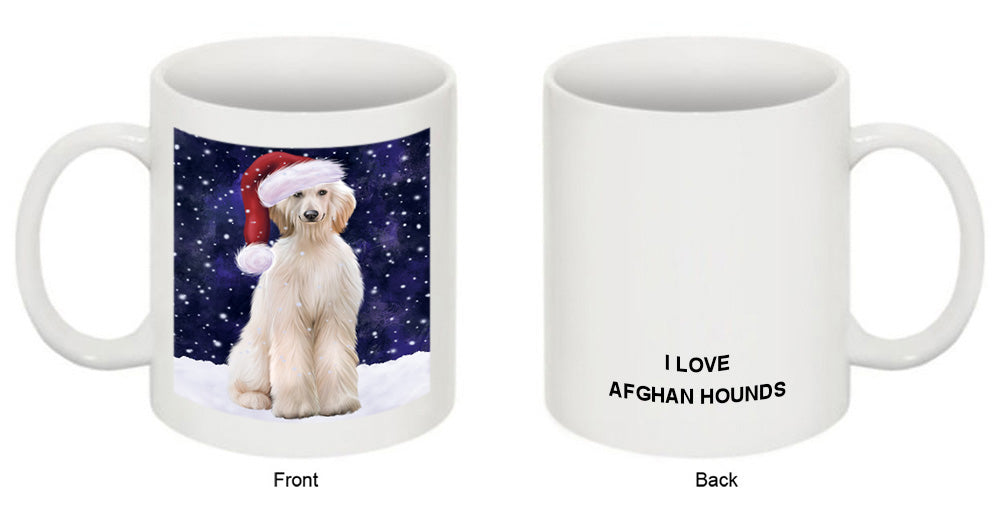 Let it Snow Christmas Holiday Afghan Hound Dog Wearing Santa Hat Coffee Mug MUG49664