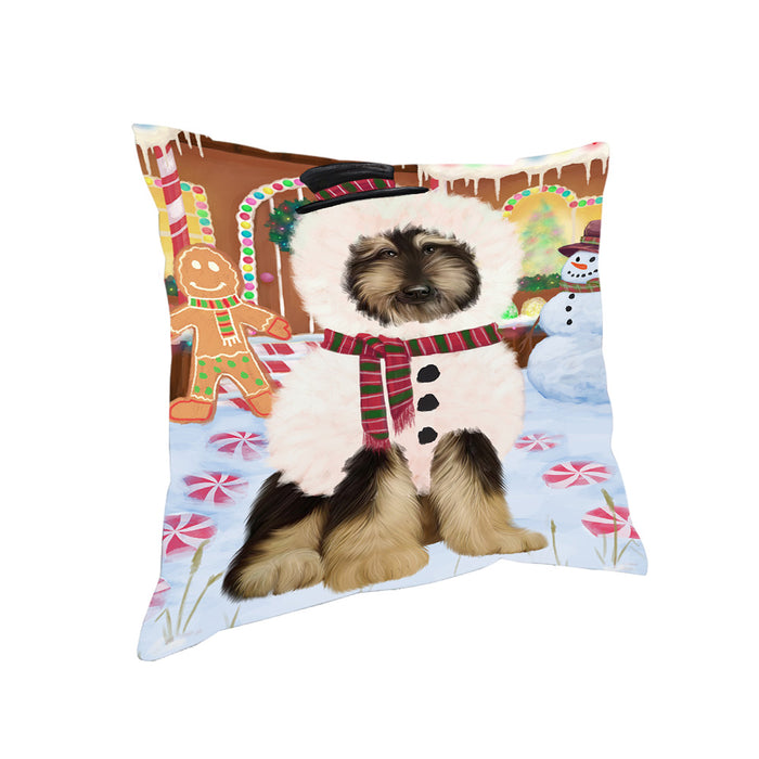 Christmas Gingerbread House Candyfest Afghan Hound Dog Pillow PIL78764