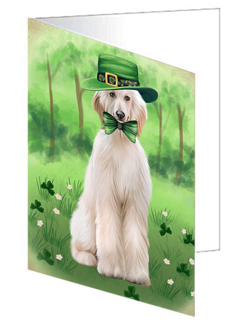 St. Patricks Day Irish Portrait Afghan Hound Dog Handmade Artwork Assorted Pets Greeting Cards and Note Cards with Envelopes for All Occasions and Holiday Seasons GCD76394