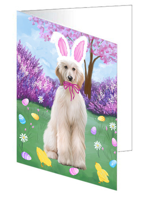 Easter Holiday Afghan Hound Dog Handmade Artwork Assorted Pets Greeting Cards and Note Cards with Envelopes for All Occasions and Holiday Seasons GCD76082