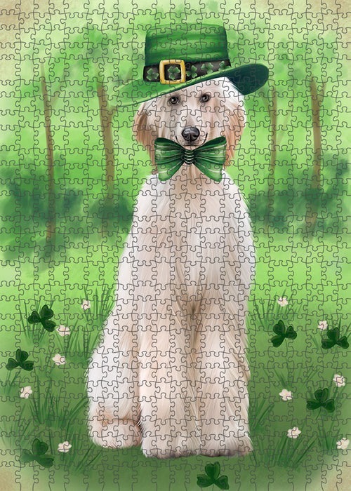 St. Patricks Day Irish Portrait Afghan Hound Dog Portrait Jigsaw Puzzle for Adults Animal Interlocking Puzzle Game Unique Gift for Dog Lover's with Metal Tin Box PZL003