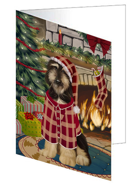 The Stocking was Hung Malti Tzu Dog Handmade Artwork Assorted Pets Greeting Cards and Note Cards with Envelopes for All Occasions and Holiday Seasons GCD70610