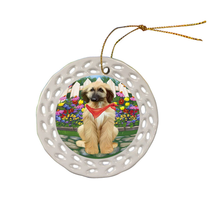 Spring Floral Afghan Hound Dog Ceramic Doily Ornament DPOR52220