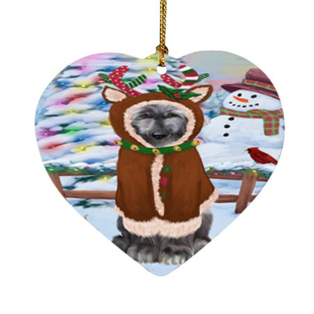 Christmas Gingerbread House Candyfest Afghan Hound Dog Heart Christmas Ornament HPOR56475