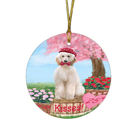 Rosie 25 Cent Kisses Afghan Hound Dog Round Flat Christmas Ornament RFPOR56109