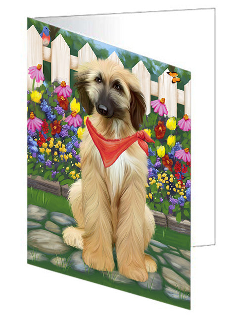 Spring Floral Afghan Hound Dog Handmade Artwork Assorted Pets Greeting Cards and Note Cards with Envelopes for All Occasions and Holiday Seasons GCD60689
