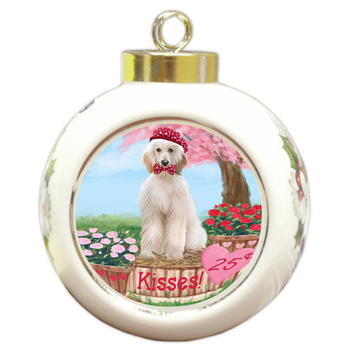 Rosie 25 Cent Kisses Afghan Hound Dog Round Ball Christmas Ornament RBPOR56109