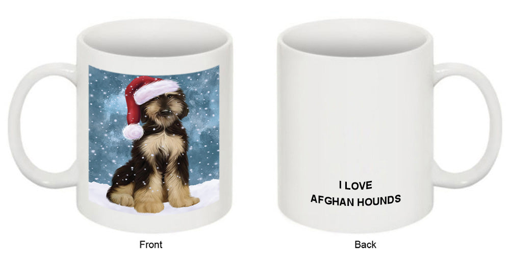 Let it Snow Christmas Holiday Afghan Hound Dog Wearing Santa Hat Coffee Mug MUG49665