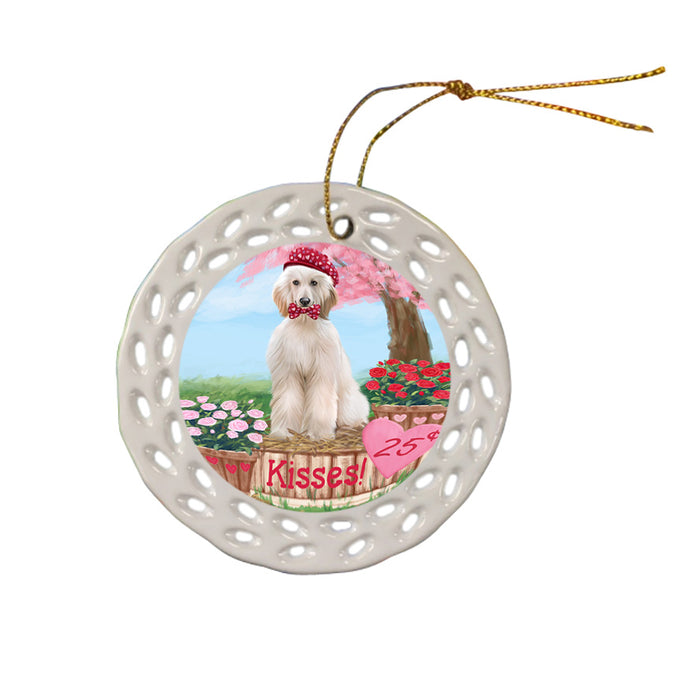 Rosie 25 Cent Kisses Afghan Hound Dog Ceramic Doily Ornament DPOR56109