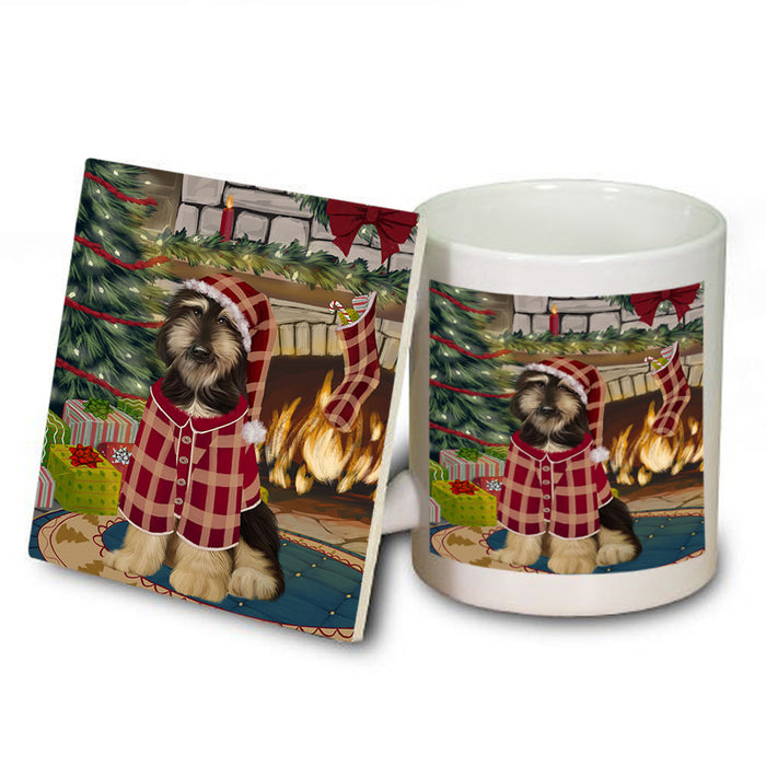 The Stocking was Hung Afghan Hound Dog Mug and Coaster Set MUC55138