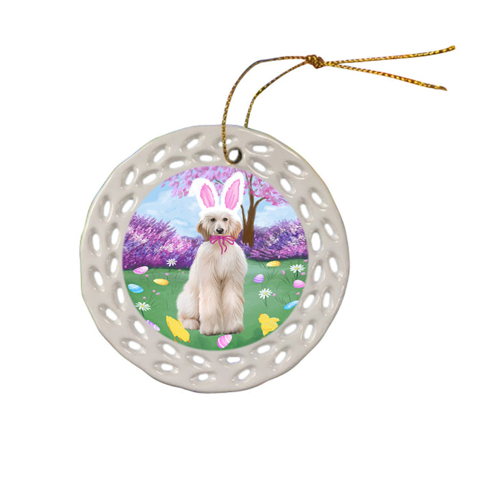 Easter Holiday Afghan Hound Dog Ceramic Doily Ornament DPOR57257