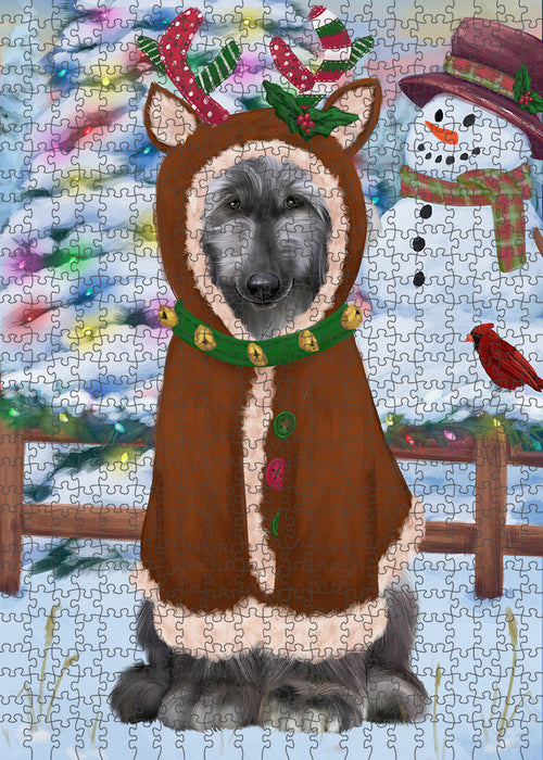 Christmas Gingerbread House Candyfest Afghan Hound Dog Puzzle with Photo Tin PUZL92676