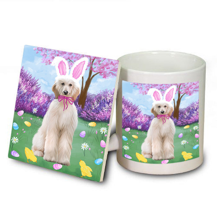 Easter Holiday Afghan Hound Dog Mug and Coaster Set MUC56848