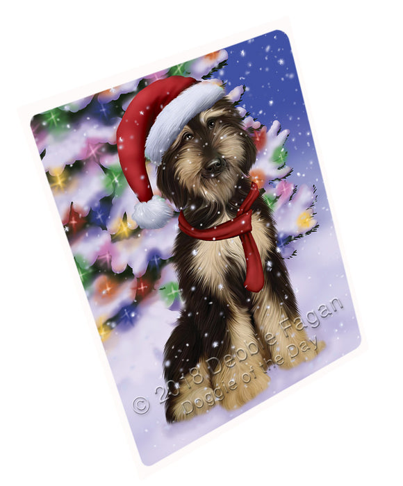 Winterland Wonderland Afghan Hound Dog In Christmas Holiday Scenic Background Cutting Board C65601