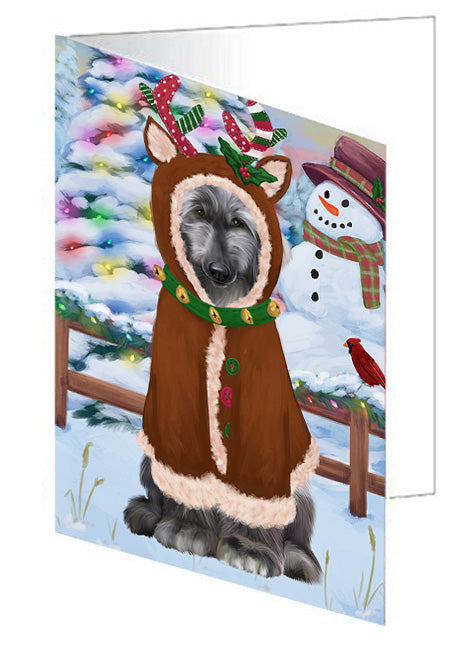 Christmas Gingerbread House Candyfest Afghan Hound Dog Handmade Artwork Assorted Pets Greeting Cards and Note Cards with Envelopes for All Occasions and Holiday Seasons GCD72872