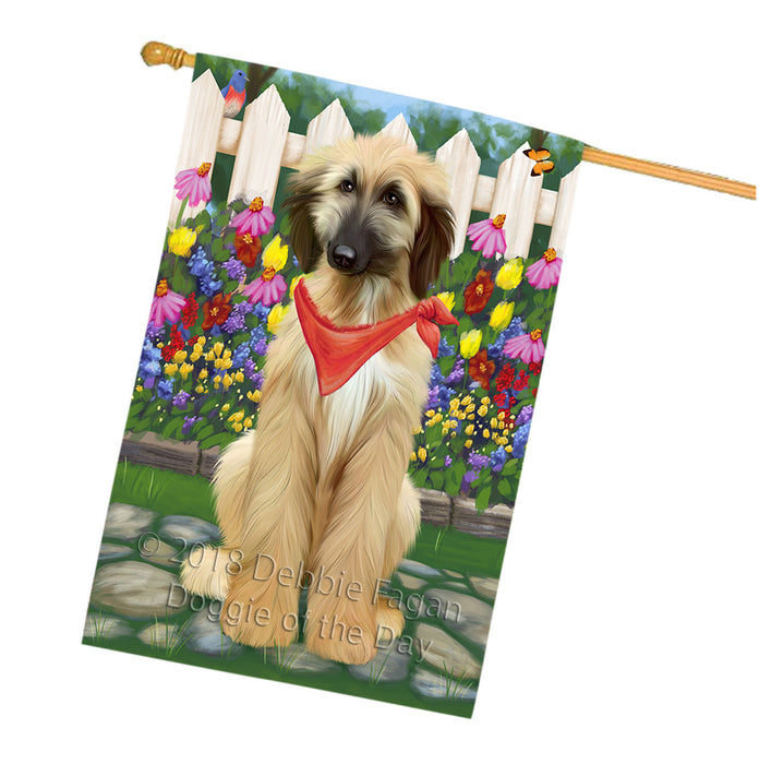 Spring Floral Afghan Hound Dog House Flag FLG52301