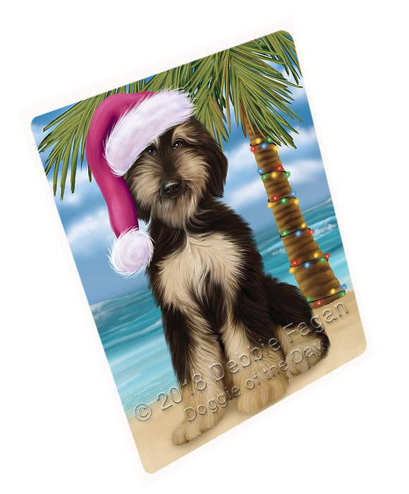 Summertime Happy Holidays Christmas Afghan Hound Dog on Tropical Island Beach Large Refrigerator / Dishwasher Magnet RMAG88008