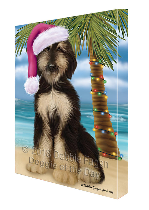 Summertime Happy Holidays Christmas Afghan Hound Dog on Tropical Island Beach Canvas Print Wall Art Décor CVS108539